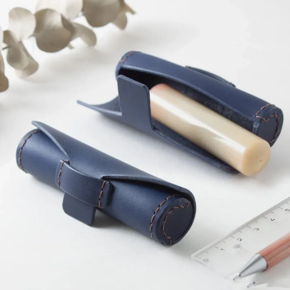 boîte à rouge à lèvres ronde en cuir exquis, sac de rangement multifonctionnel scellé, design cylindrique 3d, étui à rouge à lèvres en cuir