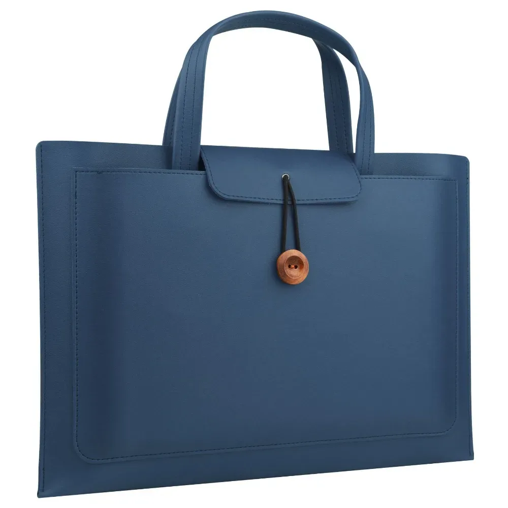 sac pour ordinateur portable de grande capacité, sac de protection rectangulaire de couleur unie avec poche de rangement, étui de transport en pu pour voyage