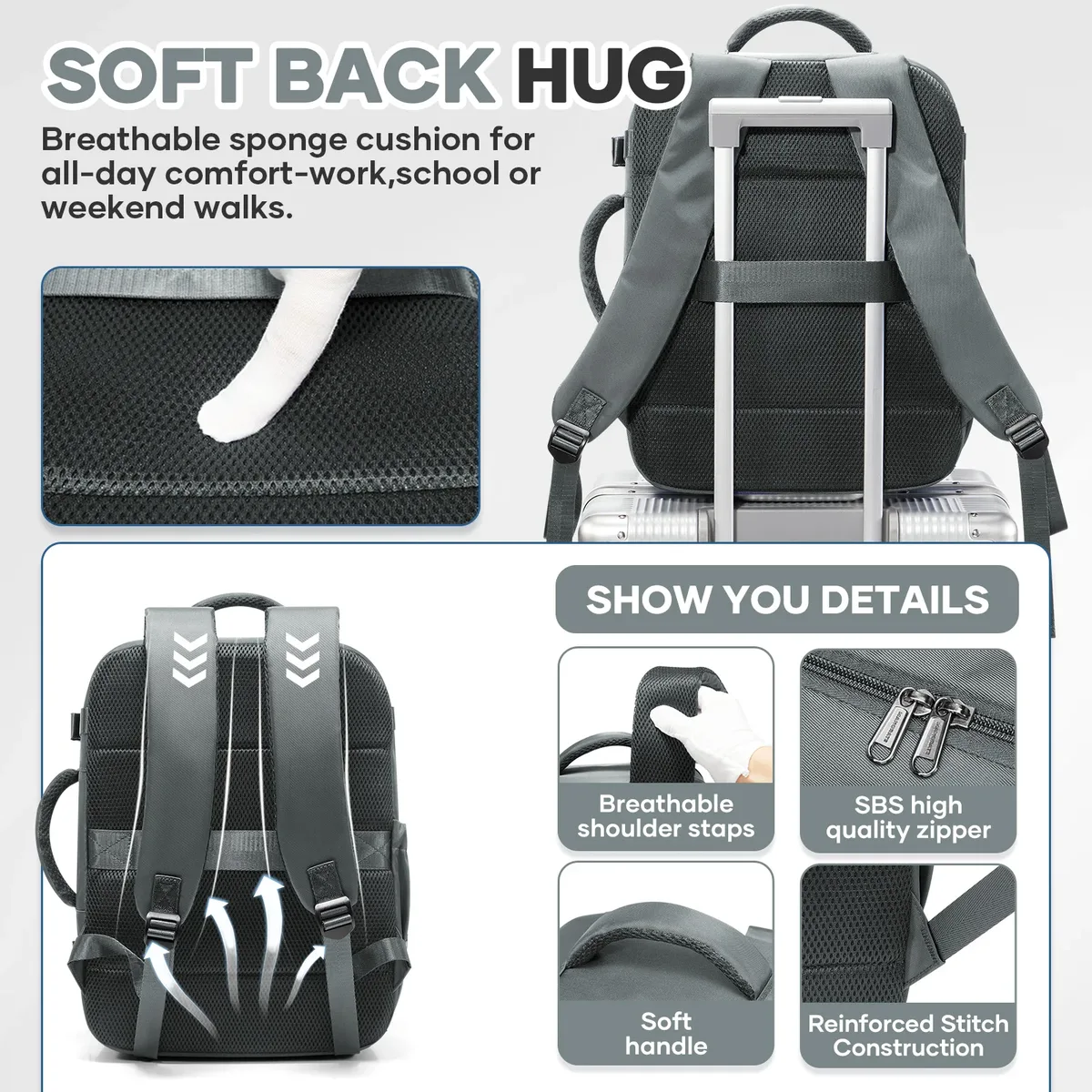 ryanair sacs de cabine 40x30x20 sac à dos de voyage sous le siège, sac de mouche de cabine, sac à dos extérieur stockage de rentrée scolaire sac à dos pour ordinateur portable