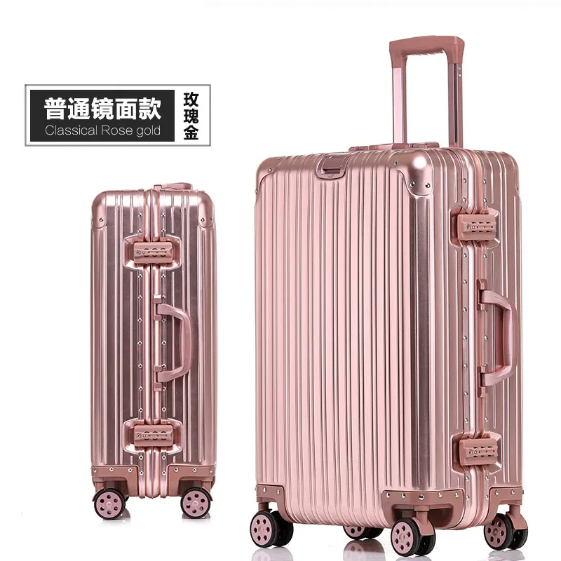 100% valise en aluminium cabine 20/22/24/26/29 pouces alliage de magnésium bagage à main mot de passe boîte tsa serrure métal dur boîtier de chariot