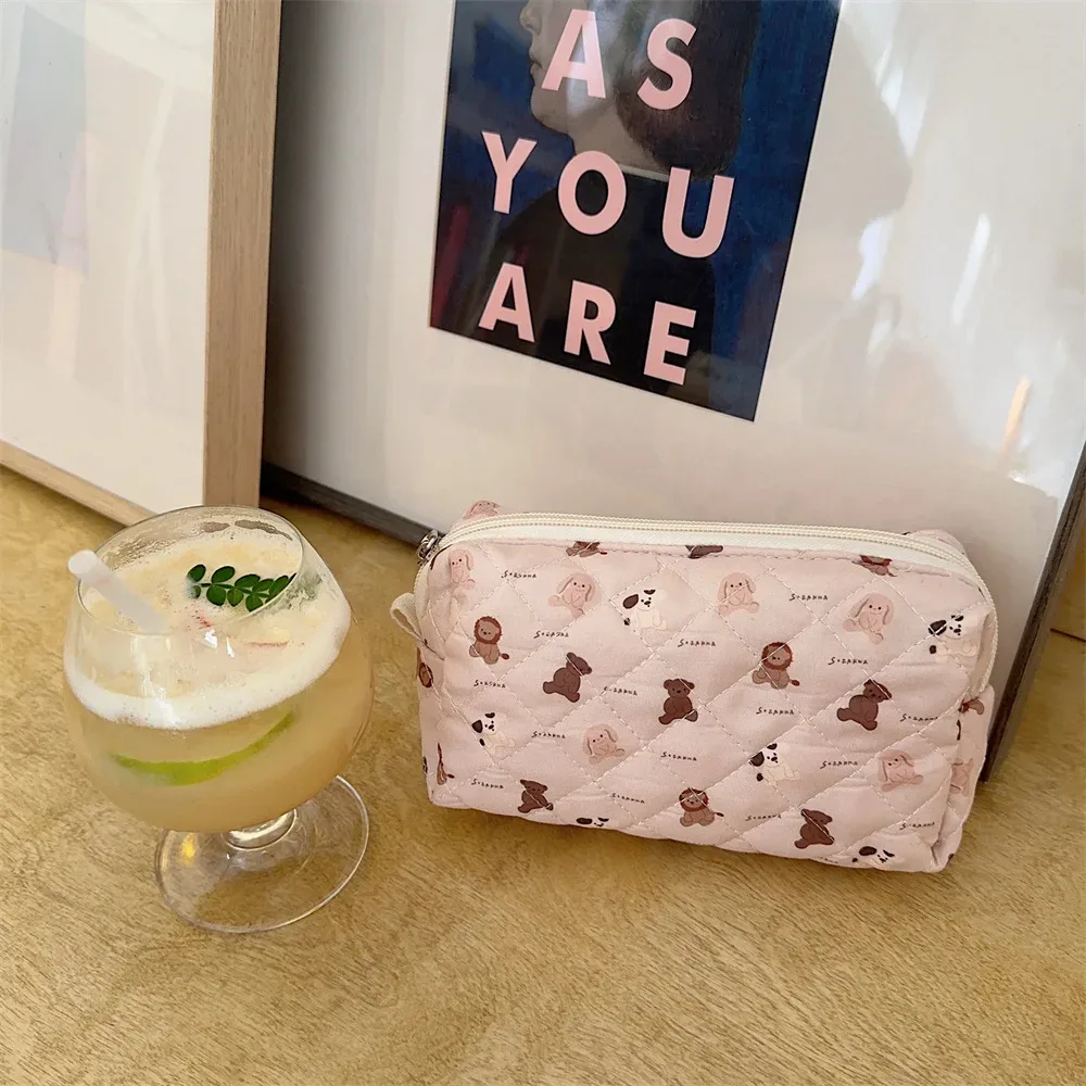 sac à cosmétiques imprimé dessin animé mignon pour femmes, trousse de maquillage portable pour dames, sacs de rangement de voyage, pochette décontractée pour femmes, sacs à main
