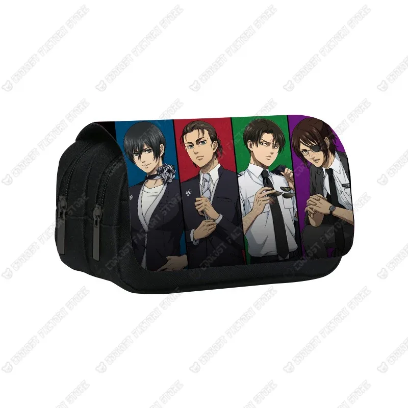 trousse à cosmétiques shingeki no kyojin, sac à stylos, levi eren, boîte à crayons, porte-brosse, étuis scolaires, anime attack on titan
