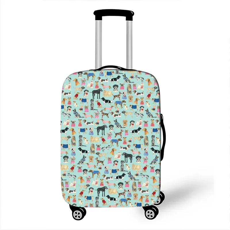 housse de bagage imprimée chien/chat mignon, accessoires de voyage, housses de bagages anti-poussière, housse de valise élastique pour boîtier de chariot
