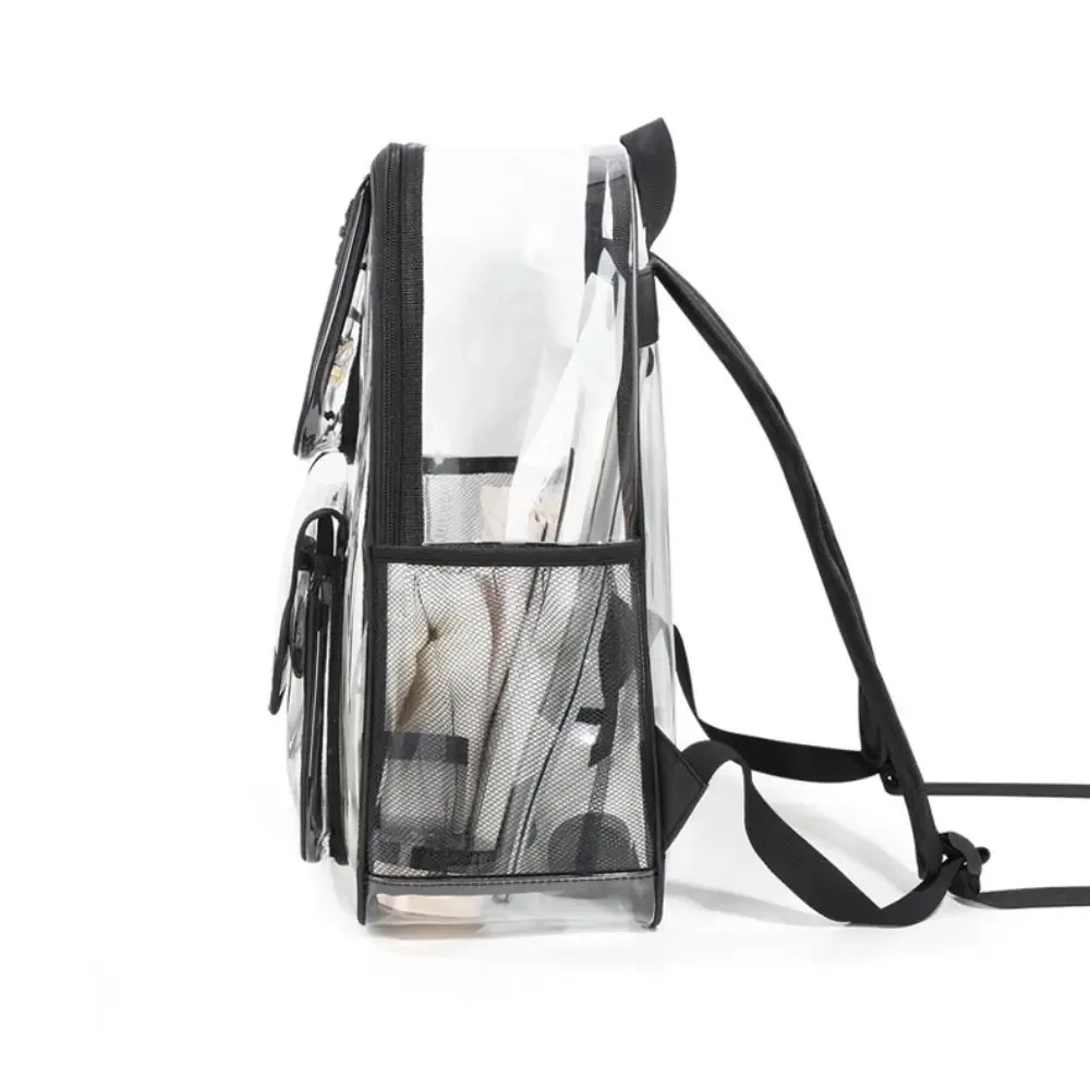 Sac à dos transparent de grande capacité à la mode, sac à dos portable en PVC avec fermeture éclair, sac de sport extérieur visible et étanche pour le fitness