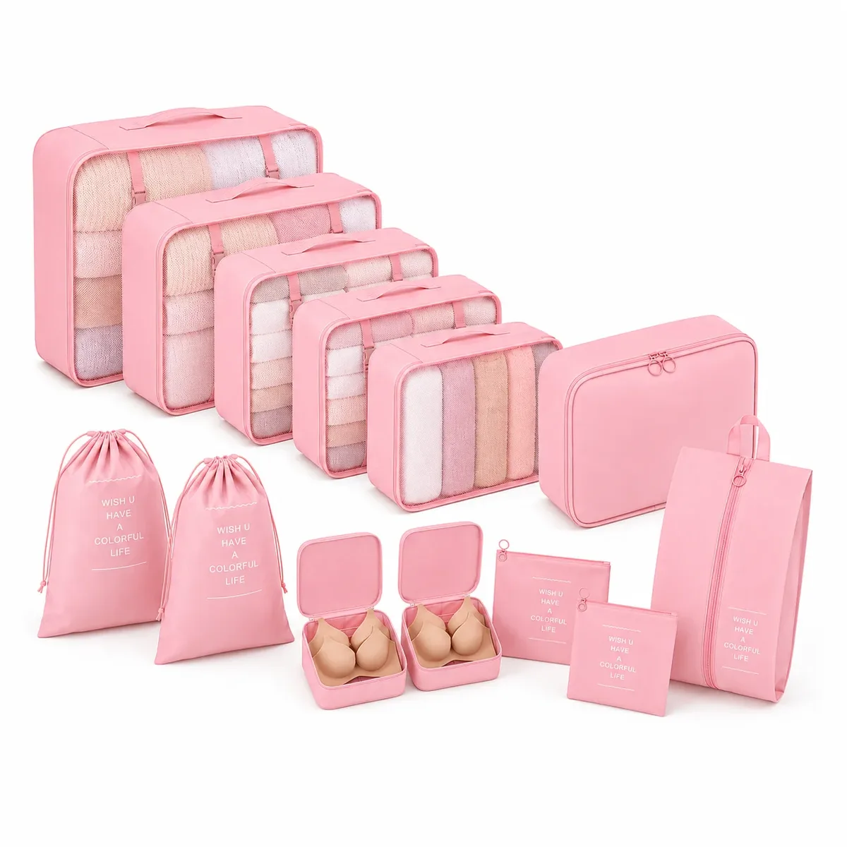ensemble de 16 sacs de rangement de voyage, sac de voyage léger, utilisé pour la classification des bagages et des vêtements, sac de protection pour vêtements
