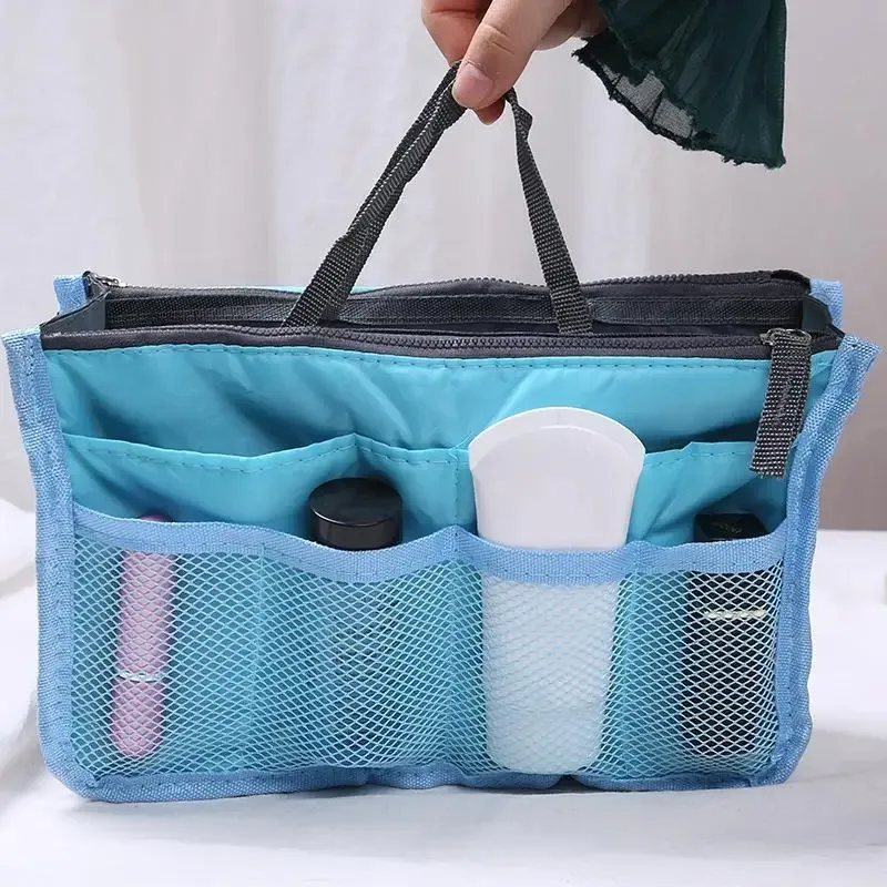 sacs à cosmétiques en nylon pour femmes, fourre-tout à double fermeture éclair, sac de maquillage, sac de rangement de produits de toilette, organisateur de maquillage de voyage en plein air pour filles