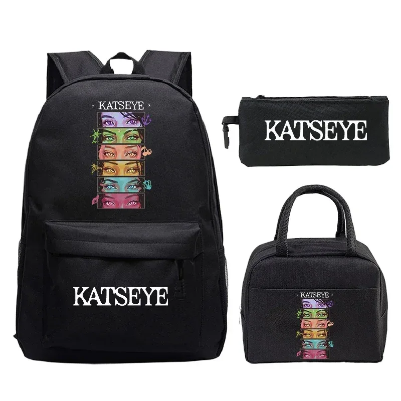 ensemble de sacs à dos katseye pour filles, sac à dos pour étudiants avec sac à déjeuner, trousse à crayons, sacs d'école, cadeaux pour enfants, mochila