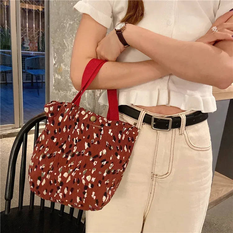 petit sac fourre-tout en velours côtelé de style coréen pour femmes et filles, mini sacs à main, sacs à lunch, shopping, grill, poudres à main, mignon
