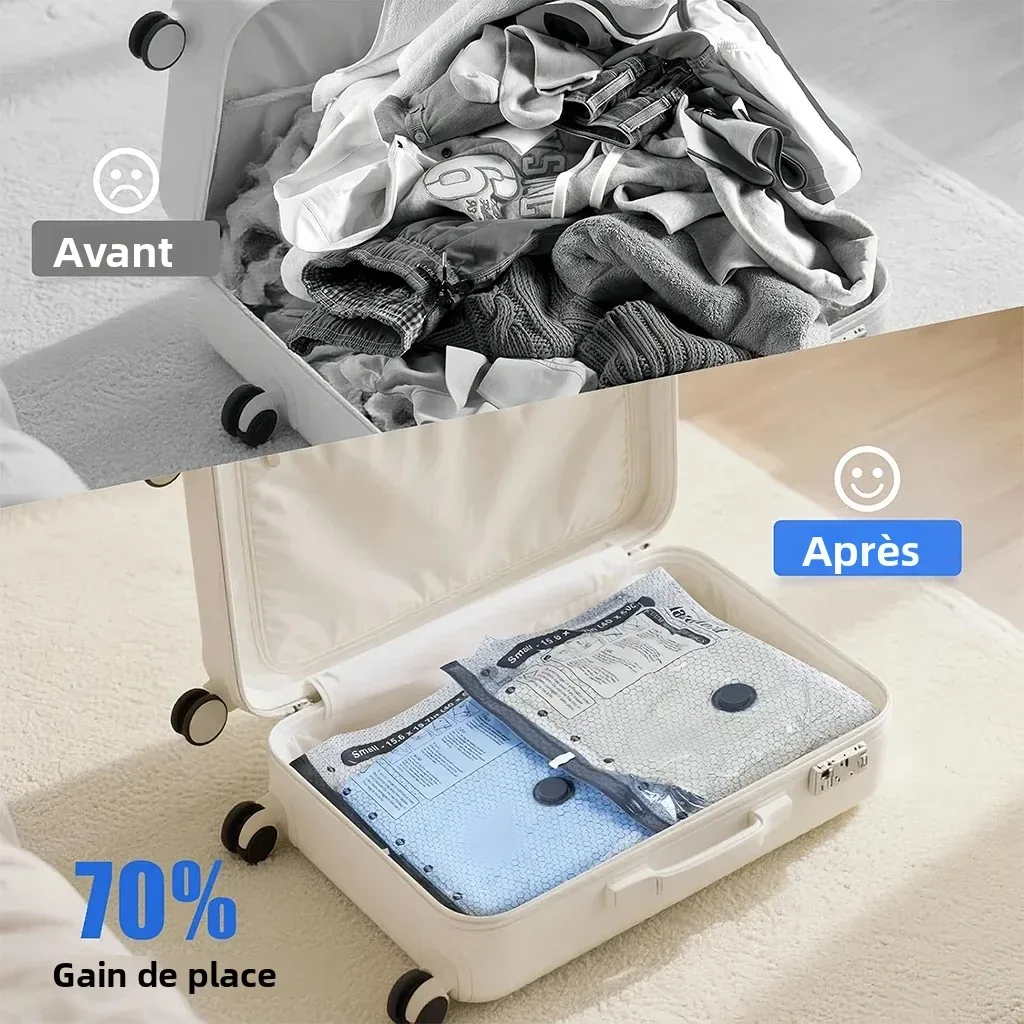 pompe electrique sacs compression vide nylon anti dechirure voyage rangement, maison gain place reutilisable kit organisateur emballage 4 pieces grande capacite anti moisi portatif compact accessoires camping