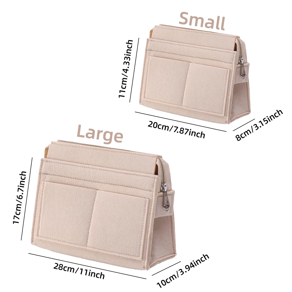 sac à main en feutre multi-poches, sac fourre-tout, sac à main