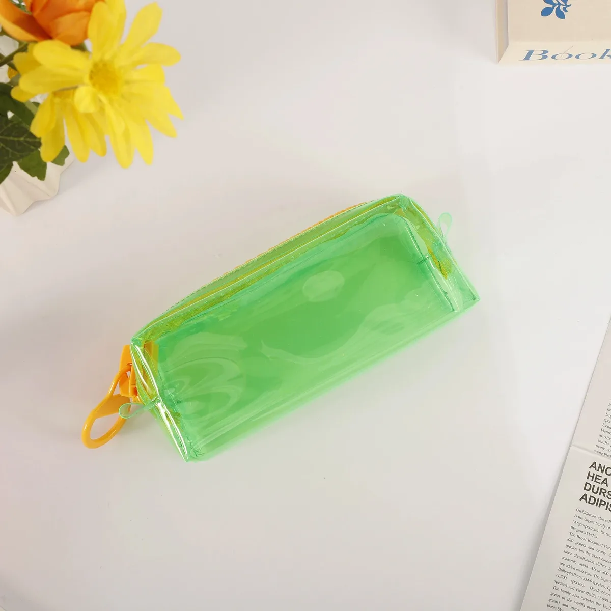 étui à crayons transparent en pvc de grande capacité, étui à crayons stimulant la dopamine, cadeau de rentrée scolaire, organisateur de papeterie durable.