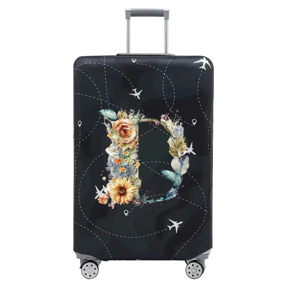 housse de valise de voyage, housse de protection en tissu extensible pour valises de 18 à 28 pouces, série de lettres florales