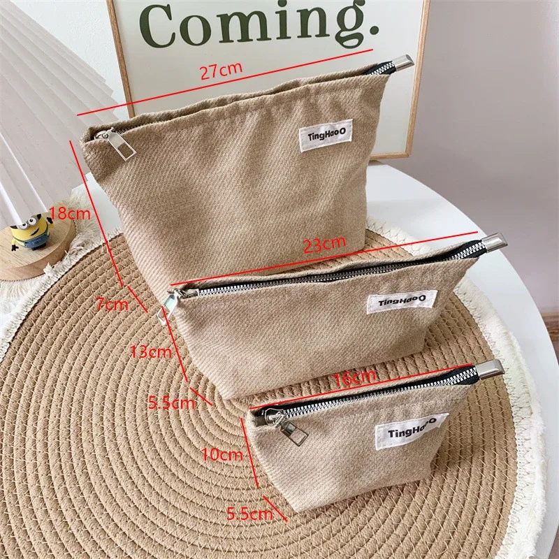 trousse de maquillage coréenne pour femme, coton, lin, rangement cosmétique, trousses de toilette, beauté féminine, poudres en toile, sac à main de voyage, évaluation