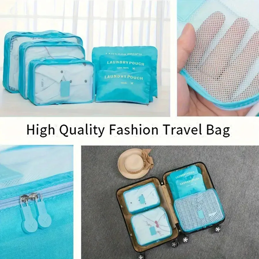 6 pièces organisateur de voyage sacs de rangement valises de voyage portables organisateur sac de voyage pour femmes organisateur de bagages vêtements chaussures sac