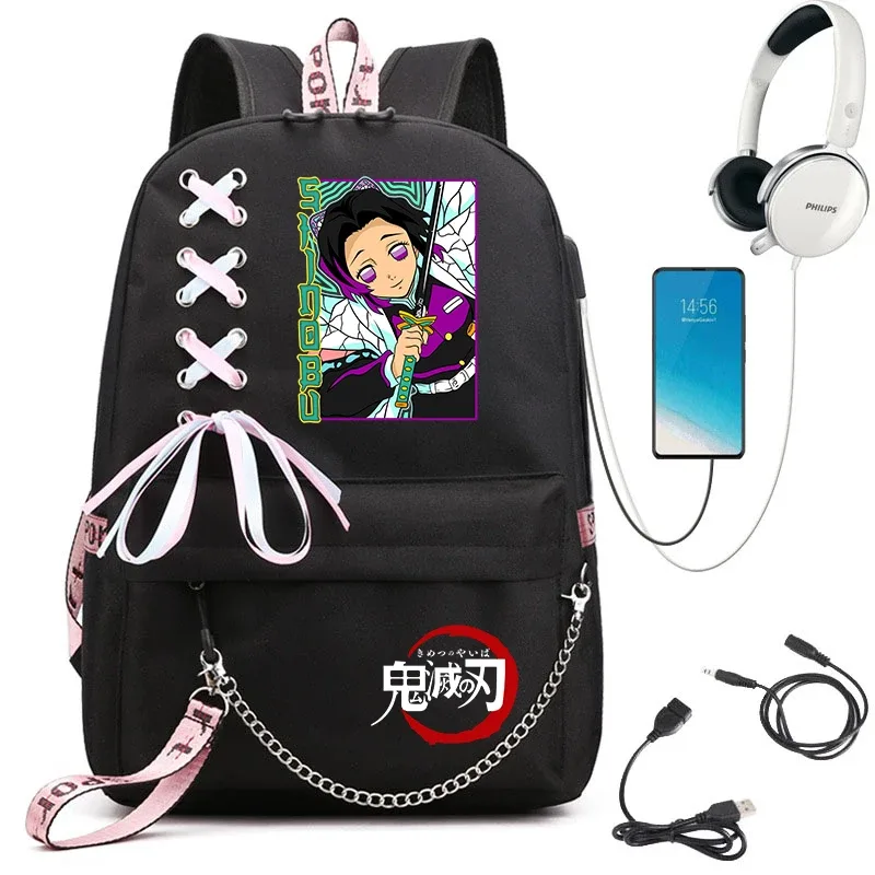 sac à dos imprimé demon slayer anime pour filles, sac à dos d'école décontracté, sac à dos de voyage léger pour adolescents
