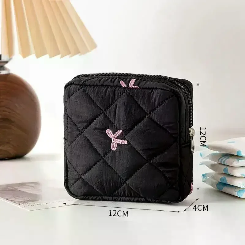 sacs de rangement pour serviettes hygiéniques mignons et de grande capacité, sacs à nœuds de dessin animé portables, organiseur de tampons pour les règles des filles, pochette