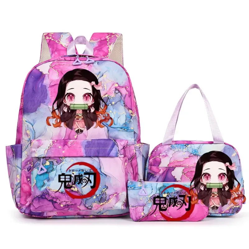 sac à dos demon slayer nezuko kamado pour adolescents, cartable de grande capacité avec sac à bandoulière pour usage quotidien, pour filles et femmes, mochilas de voyage