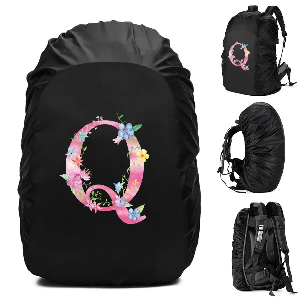 sac à dos étanche unisexe, housse de pluie, sac de camping en plein air, randonnée, escalade, sports, housse de pluie anti-poussière, imprimé lettre rose, 30l, 40l, 70l