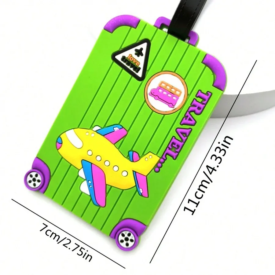 étiquettes de bagage en pvc souple, motif d'avion, étiquette de bagage mignonne, étiquette de valise créative, dessin animé, passe d'embarquement, accessoires de voyage en avion