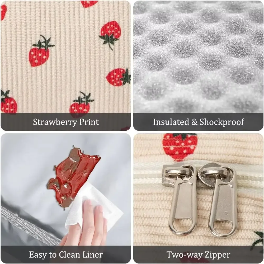 sac à main en velours côtelé grande capacité, imperméable et résistant à l'usure, sac bandoulière fraise, esthétique haut de gamme avec poignée