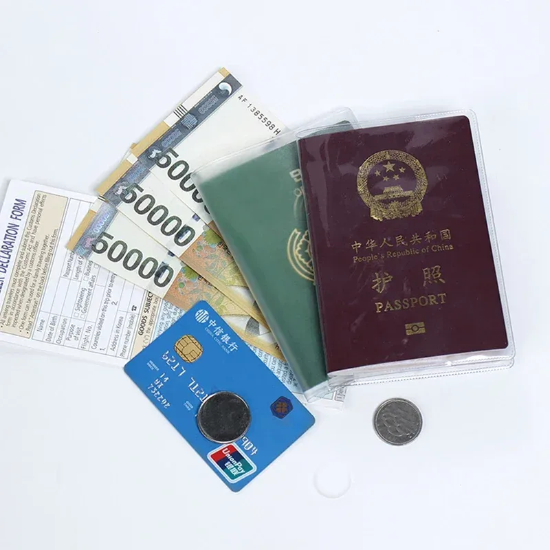 juste de protection pour passeport, transparente, givrée, matériau pvc, étanche, porte-documents, 1 à 3 pièces