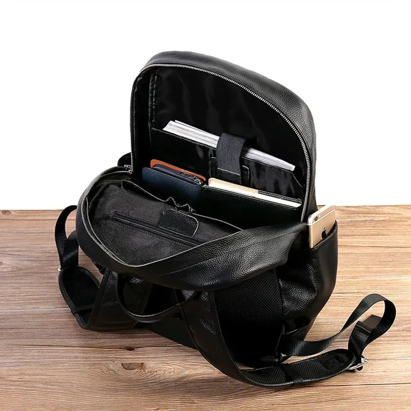 sac à dos en cuir véritable pour homme, peau 100% naturelle, grande capacité, sac pour ordinateur portable 15.6 ", sacs de voyage pour homme, sac d'école pour adolescent