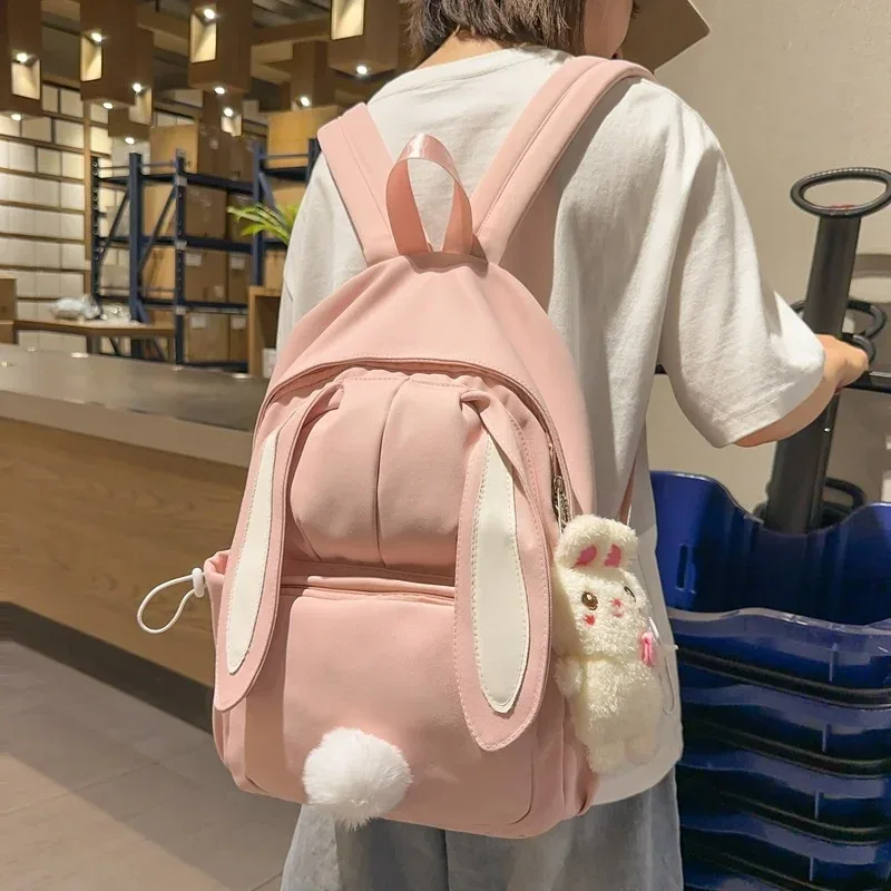 sac à dos coréen style oreilles de lapin, grande capacité, double bandoulière, pour lycéennes et étudiantes, frais et mignon, ny