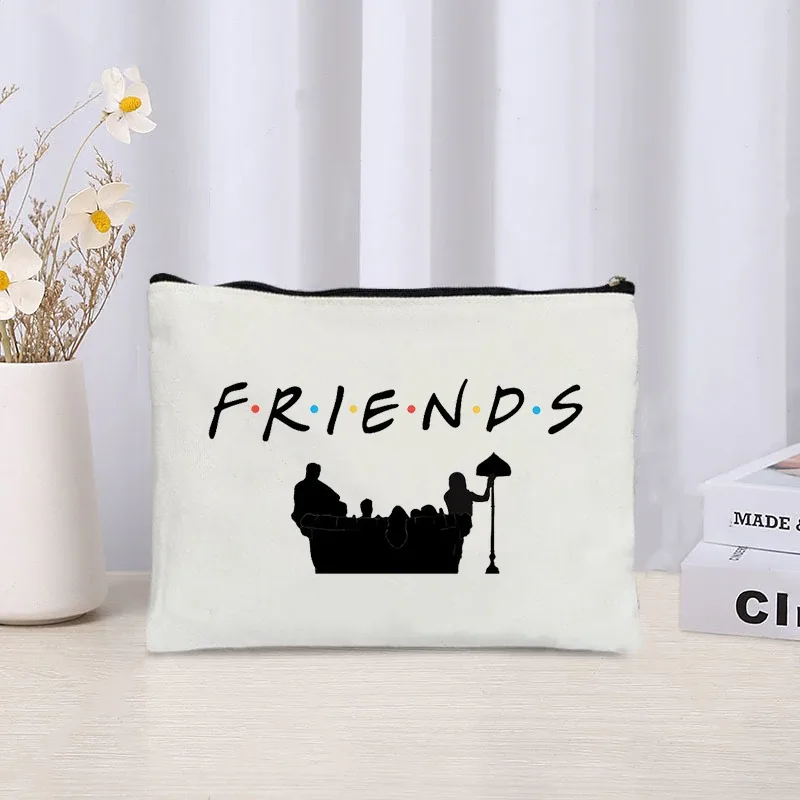 émission de télévision amis voyage organisateur cosmétique kawaii trousse de maquillage pour femmes sac à main écologique toile trousse à crayons maquillage pochette sacs