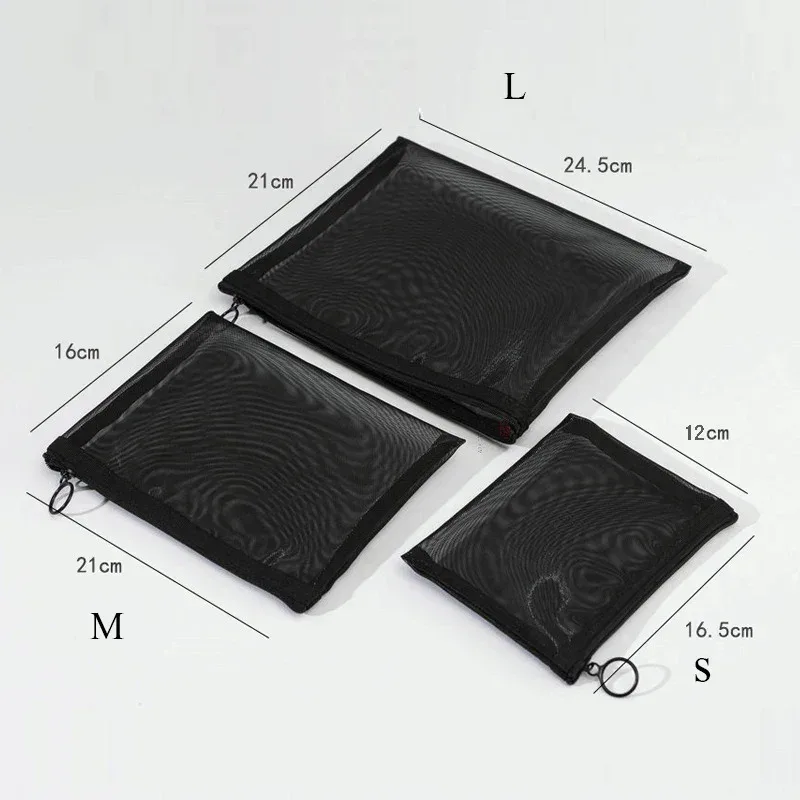 trousse de maquillage en maille transparente, pochette de rangement pour organisateur, sacs de toilette décontractés à fermeture éclair, trousse de maquillage pour femmes, sac à cosmétiques de voyage