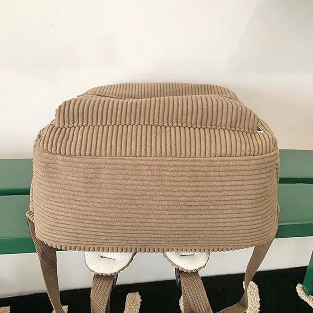 sac à dos léger en velours côtelé, grande capacité, portable, couleur unie, style japonais, réglable, décontracté, pour étudiants