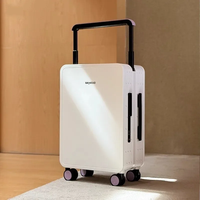 bagage roulant à guidon large, valise de chariot d'équilibre de voyage en matériau pc durable de haute qualité avec 360 ° verrouillage tsa pour roue rotative
