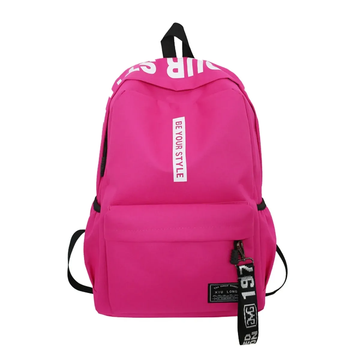 sac à dos d'étudiant léger à la mode, logo personnalisable, sac à double épaule décontracté, sangle d'épaule en arc, doublure en polyester oxford