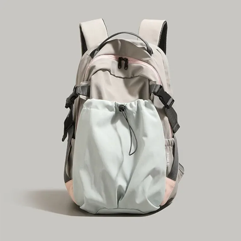sac à dos en nylon tendance avec poche latérale à cordon de serrage, bretelles rembourrées réglables pour une utilisation quotidienne en extérieur, sac à bandoulière grande capacité