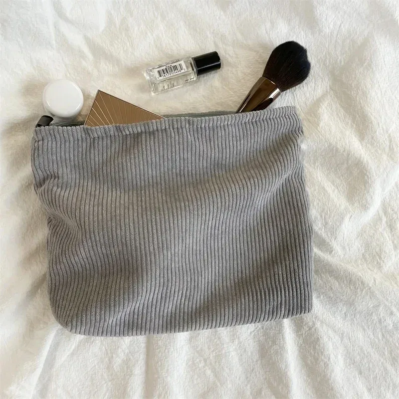 sac à cosmétiques de voyage en velours côtelé, sac de rangement de maquillage portable, sacs à main pour femmes, grande capacité, fermeture éclair, organisateur de maquillage, pochette de rangement
