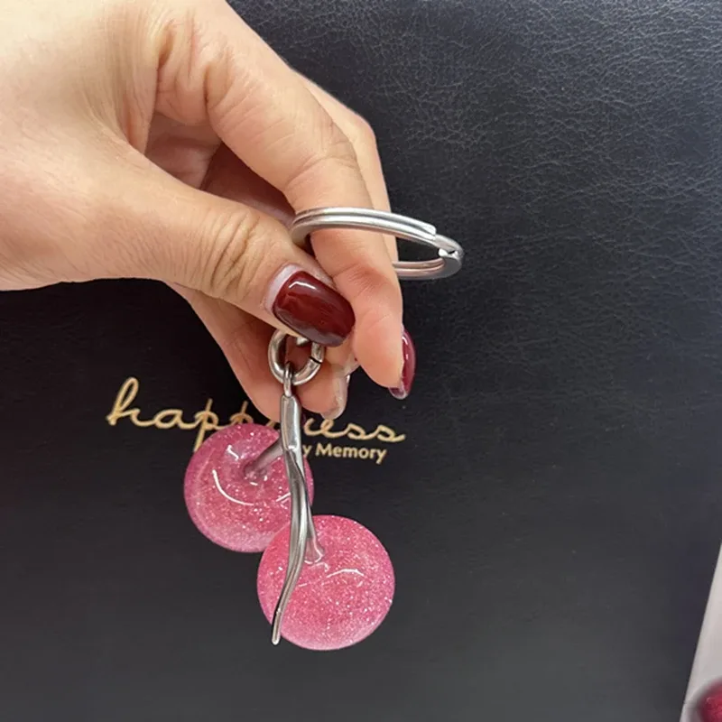 breloque de sac à main pour entraîneur, sacs à bandoulière, pendentif cerise rose mignon, décoration, cadeaux de vacances pour femmes, porte-clés, accessoires
