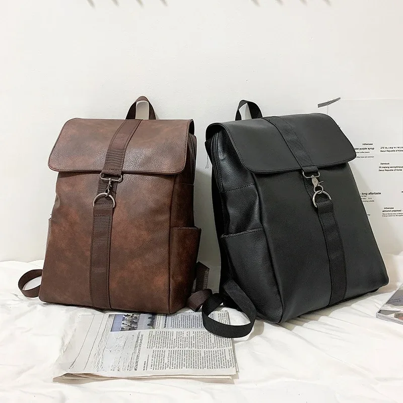 sac à dos de style coréen pour femmes, en cuir souple, grande capacité, sac de voyage et d'école, mode simple et décontracté, sac à dos quotidien pour hommes et femmes