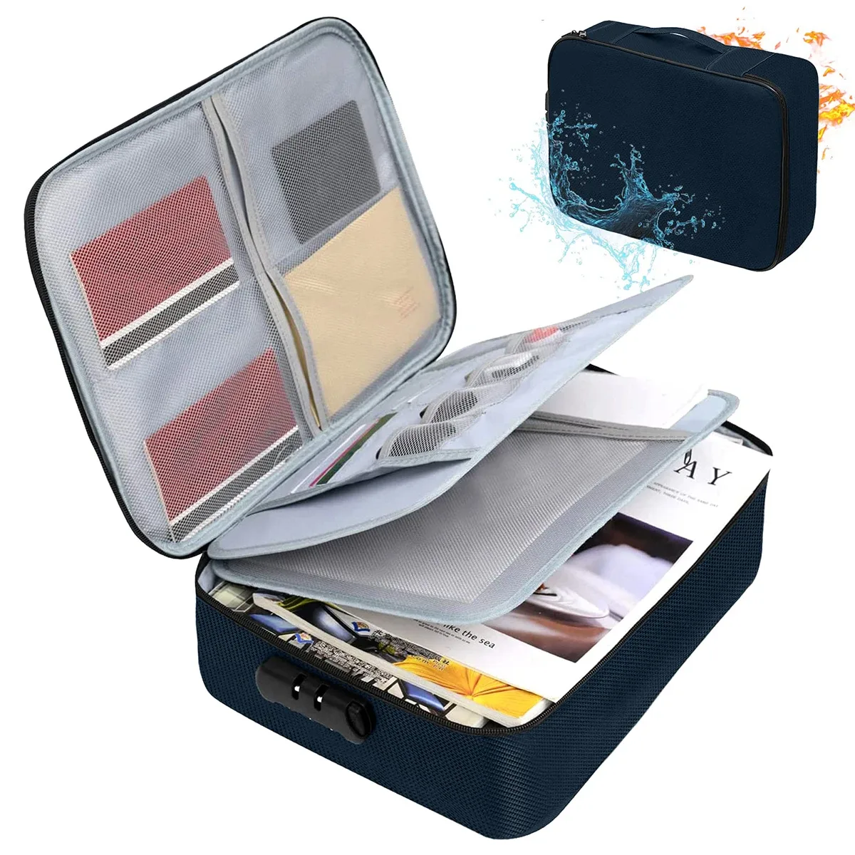 sac pour passeport de documents haute capacité 3/5 couches oxford avec serrure étui organisateur de documents grand espace pour les certificats de dossiers a4