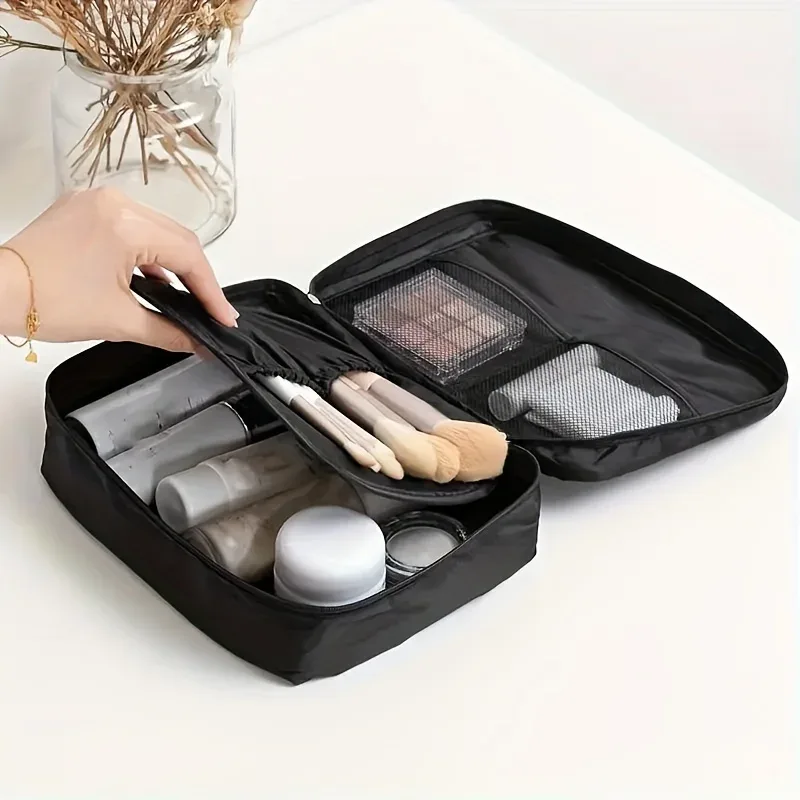 trousse de toilette de voyage de grande capacité, trousse de maquillage, organisateur de bagages portable, sac carré multifonctionnel, pochette de rangement, 1 pièce