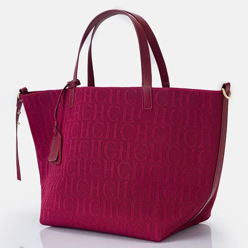 sac fourre-tout ch de marque, sac tissé volanté, style vintage, couleur unie, grande capacité, multifonctionnel, nouvelle collection 2026 pour femme