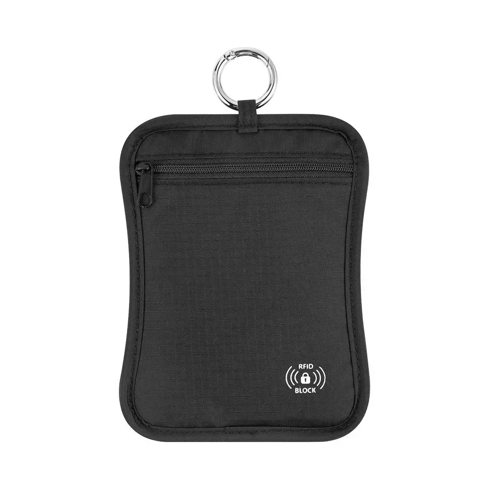 porte-monnaie portable en nylon anti-rfid avec crochet, sac de rangement pour documents, porte-passeport de voyage unisexe résistant à l'usure