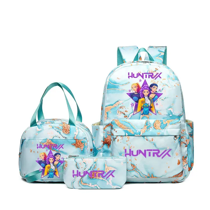 sacs à dos kpop demon hunters avec sacs à déjeuner, sacs d'école légers pour étudiants et adolescents, sac de voyage décontracté pour femmes, 3 pièces/ensembles