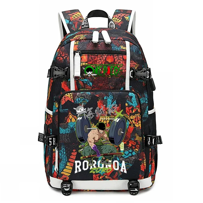 sac à dos d'école imprimé one piece zoro, sac à livres de grande capacité pour étudiants, pour enfants et adolescents
