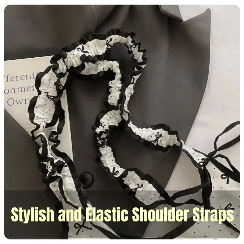 sac fourre-tout à bandoulière léger à main, grande capacité, tendance, motif de points de ruban, matériau en toile, pour étudiants, banlieue