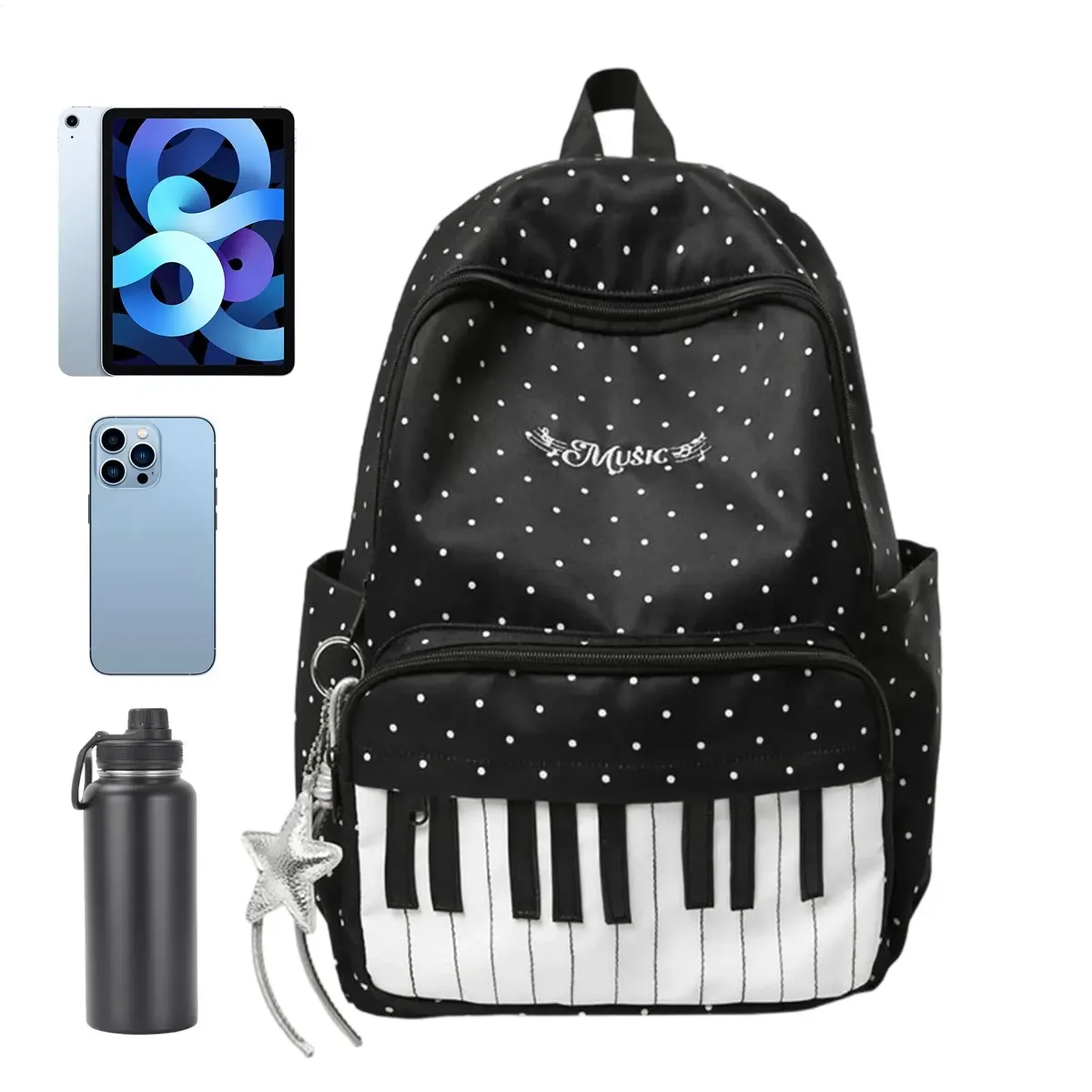 sacs à dos pour étudiantes, motif à pois, grande capacité, tendance, simples, pour femme et fille
