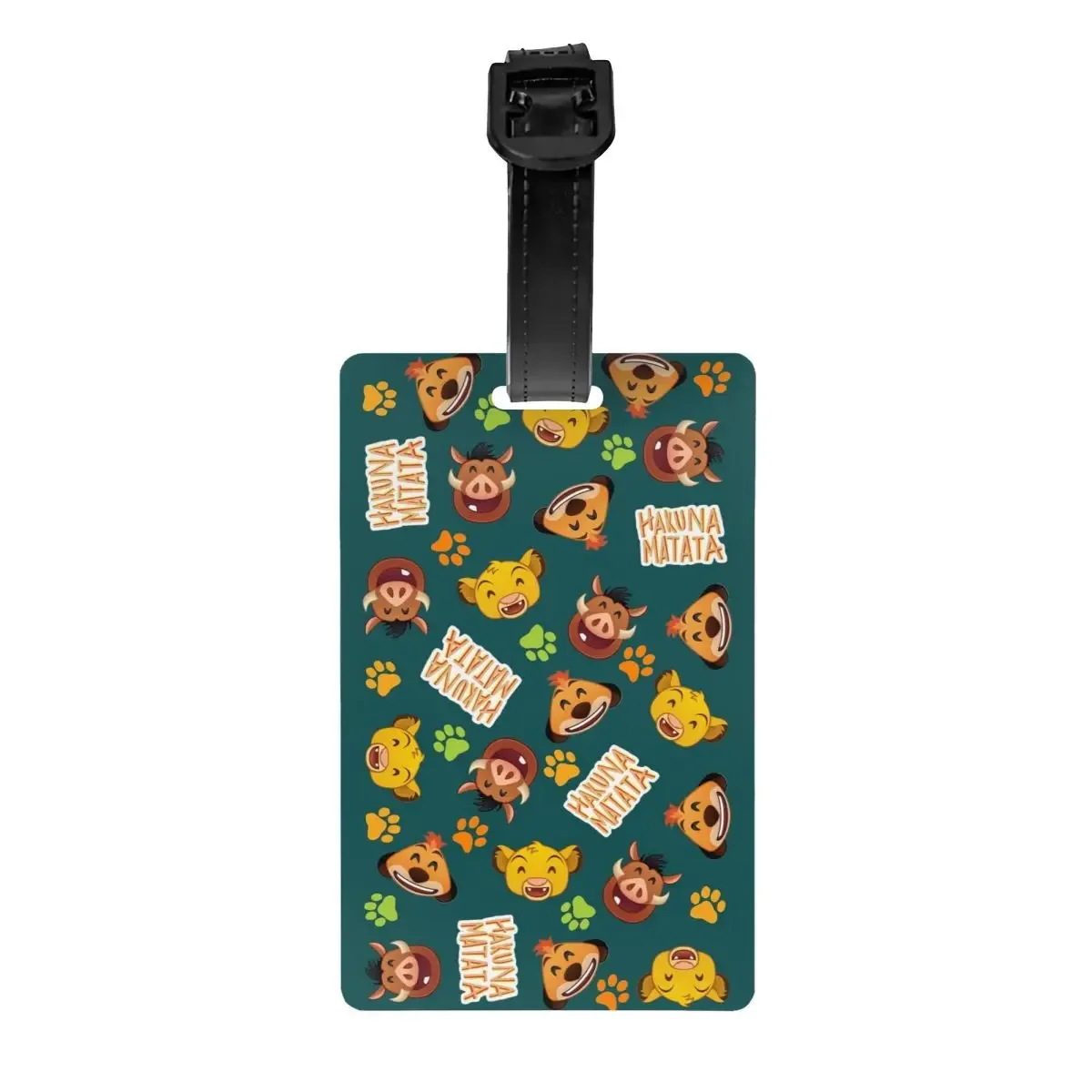 étiquette de bagage personnalisée rafiki avec carte nominative, étiquette d'identification avec couverture de confidentialité the lion cartoon k-kings pour sac de voyage et valise