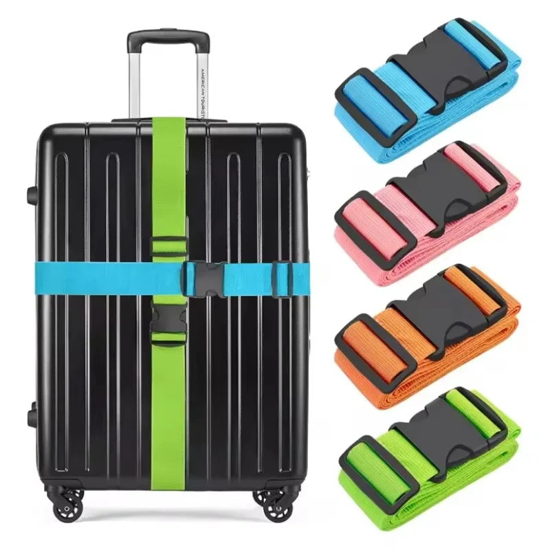 Sangles de bagage droites pour valise, ceinture de bagage en polyester avec boucle de déverrouillage réglable, accessoire de voyage