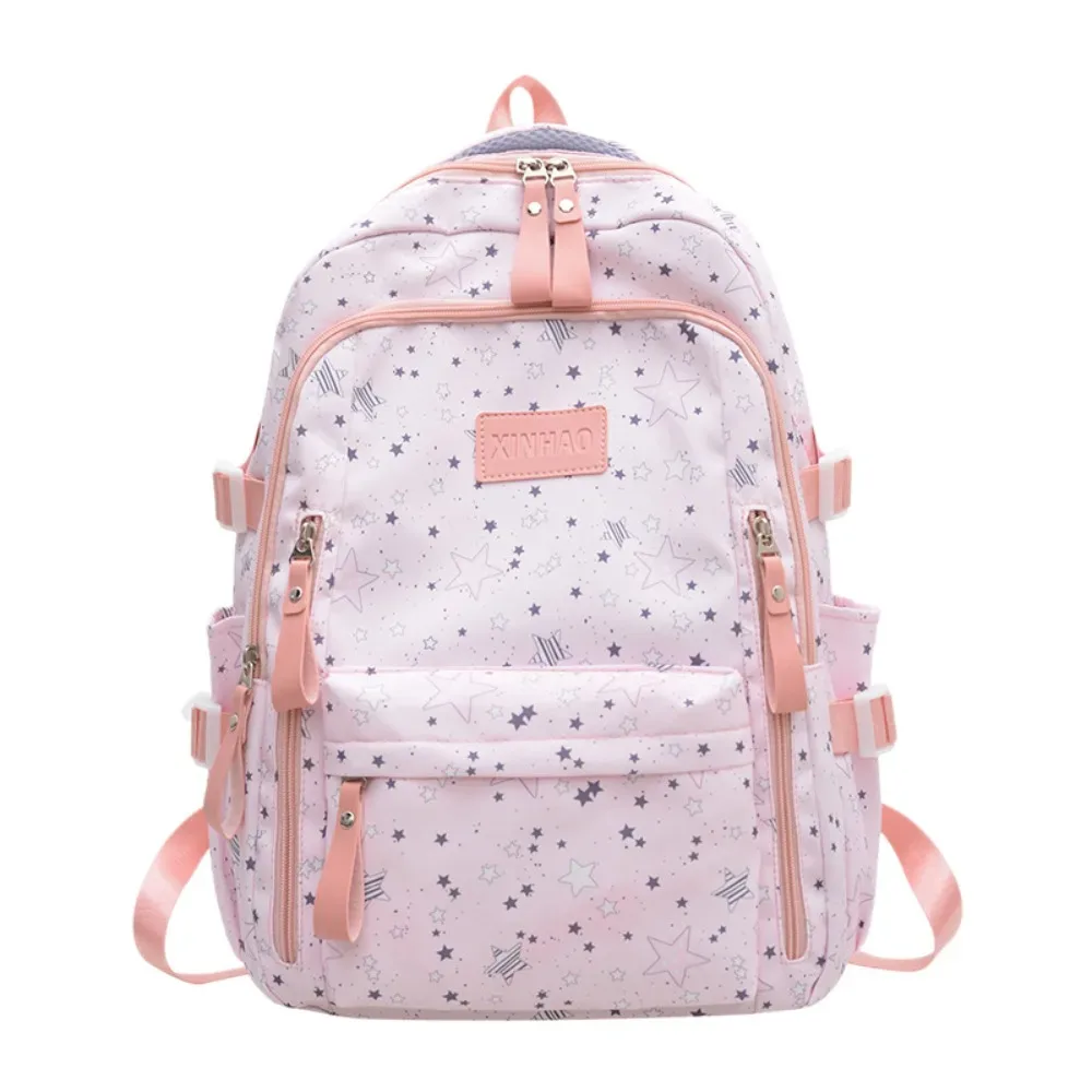 sac à dos imprimé étoile, léger, grande capacité, en nylon, style coréen, style universitaire, sac d'école pour étudiants
