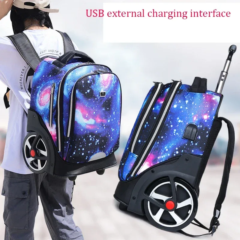 sacs à dos à roulettes pour adolescents, sacs à dos scolaires à roulettes pour filles, sacs à dos à port de charge usb, bagages à roulettes