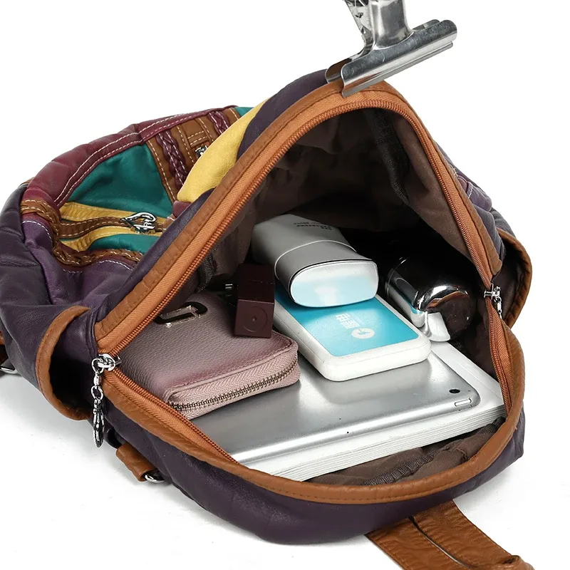 mode épissage lavage cuir sacs à dos femme luxe sac à dos pour femmes grande capacité école sac de voyage dames sacs à bandoulière