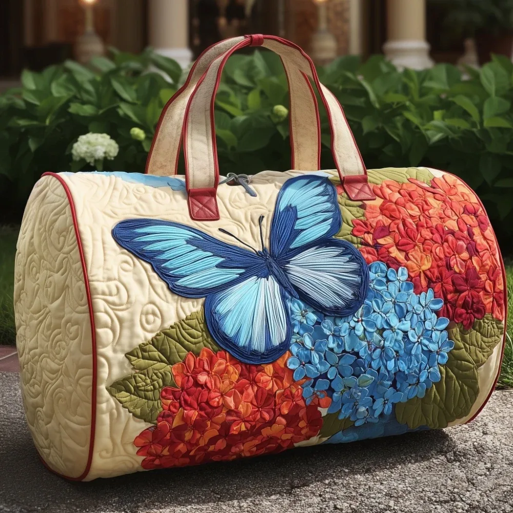 sac de voyage matelassé imprimé papillons et fleurs 3d, grande capacité, sac de voyage pour femme, bagage de week-end, sac de nuit